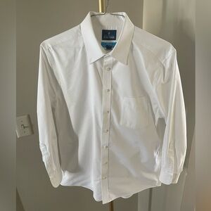 Stafford Coolmax White Dress Shirt Regular Fit L 16–16.5 32/33 Mens Button Down